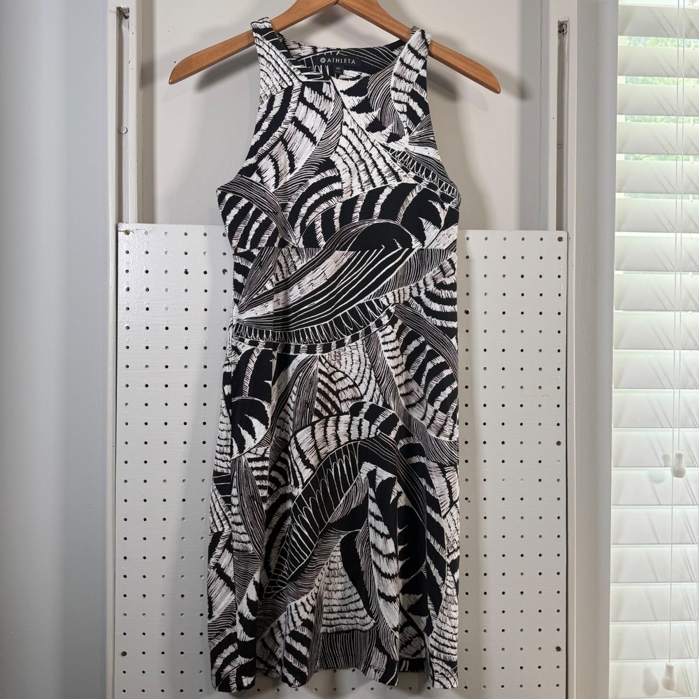 Athleta Santorini Dress Women's Black White Printed Stretch Sleeveless - XS - Picture 2 of 14